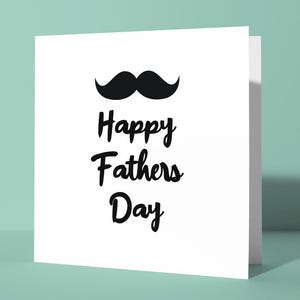 Moustache Happy Father Day | Cute and Simple Happy Father's Day Card for Dad Daddy Father Him, Beard Moustaches Facial Hair Cute Fun Card
