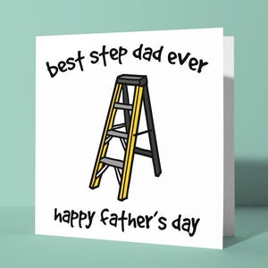 meilleur beau-père de tous les temps | Jolie carte de fête des pères amusante et heureuse pour beau-père, beau-père comme un papa, carte de blague avec escabeau pour beau-père en bonus
