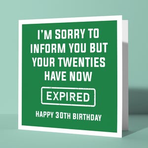 Vous avez maintenant la vingtaine - Carte de voeux amusante pour le 30e anniversaire | Carte d'anniversaire pour vos 30 ans, humour amusant