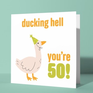 Vous avez 50 ans ! - cinquantième jalon drôle carte de vœux | Carte du cinquantième anniversaire offensive canard sur le thème des animaux, humour amusant