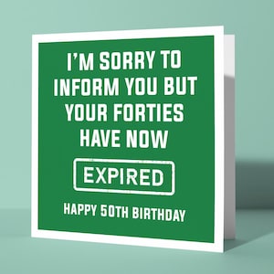 Vous avez maintenant la quarantaine - Carte de voeux amusante pour 50e anniversaire | Carte pour votre cinquantième anniversaire avec humour amusant