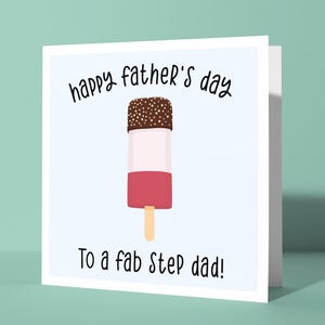 Joyeuse fête des pères à un beau-père fabuleux | Carte de fête des pères amusante et heureuse pour beau-père, père comme un papa, sucette glacée pour papa en prime, blague à la crème glacée