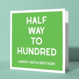 La moitié du chemin jusqu'à la moitié, joyeux 50e anniversaire - Carte de voeux d'anniversaire d'une étape importante pour les collègues de travail | Carte Cinquantenaire