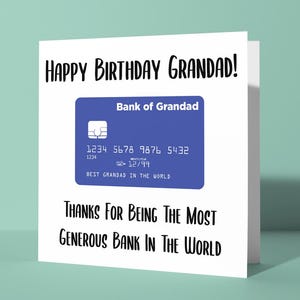 Joyeux anniversaire grand-père - banque la plus généreuse du monde - carte de voeux d'anniversaire pour grand-père grand-père, blague drôle de banque de grand-père