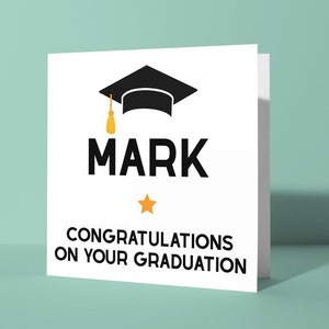 de voeux personnalisée pour l'obtention du diplôme de félicitations | Carte personnalisée pour lui Son ami camarades étudiants Félicitations Ajoutez votre nom Carte personnalisée