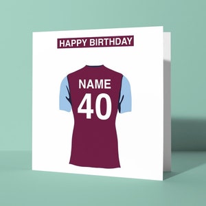 Carte d'anniversaire personnalisée sur le thème Aston Villa, carte de voeux d'anniversaire pour lui, son ami, collègue, fan de football, supporter, Villans Holte Ender