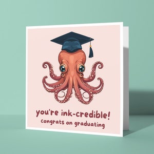 Vous êtes digne de confiance - Félicitations pour l'obtention du diplôme | Jolie carte de jeu de mots amusante pour lui, son ami, ses camarades étudiants, félicitations, thème pieuvre
