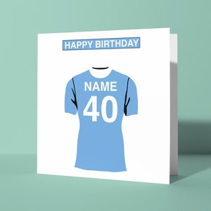 Personalisierte Geburtstagskarte von Manchester City | Grußkarte zum Geburtstag für Ihn Ihre Freundin Kollege Fußball Fan Anhänger Die Bürger
