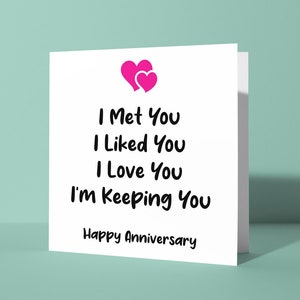Te conocí, me gustaste, Tarjeta de aniversario, Tarjeta de felicitación de aniversario, Bonita tarjeta divertida para él o ella, Pareja, Pareja, Otra mitad, Citas de amor