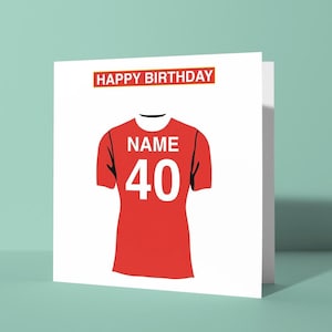Gepersonaliseerde verjaardagskaart met Manchester United-thema | Verjaardagswenskaart Hem Haar vriend Collega voetbalfan Supporter The Red Devils