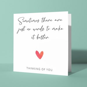 Pas de mots pour l'améliorer, carte de vœux | Jolie carte de sympathie pour lui ou son ami, une pensée pour vous, une période difficile pour le deuil Peom