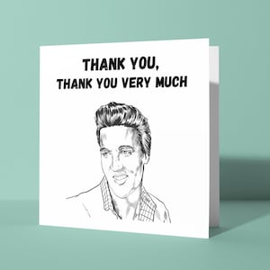 Muchas gracias Tarjeta de felicitación de Elvis Presley / Linda tarjeta de agradecimiento inspirada en música divertida para él o su amigo colega de trabajo pensando en usted