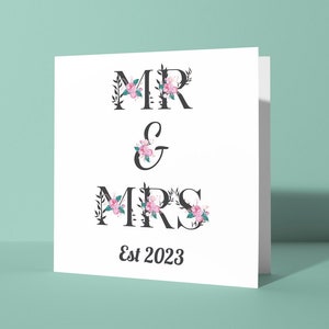 Mr & Mrs Established Year - Wedding Greetings Card | Cute Congratulations Card for Couples Personalised Year Date