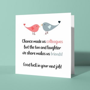 Le hasard a fait de nous des collègues - carte de voeux bonne chance en partant | Jolie citation pour un ami, carte d'adieu pour lui ou son collègue de travail