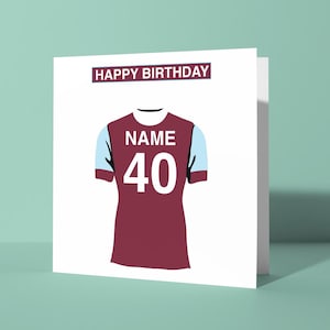 Tarjeta de cumpleaños personalizada con temática del West Ham United FC / Tarjeta de felicitación de cumpleaños para él, su amiga, fanático del fútbol y seguidor de los Irons Hammers