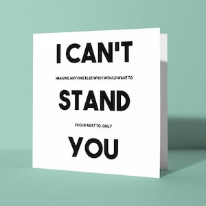 Grappige verjaardagskaart I Can't Stand You | Grap jubileumwenskaart, grappige onbeleefde kaart voor hem of haar, humoristische onbeleefde kaart voor koppels