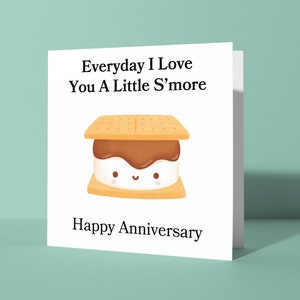 Ti amo un po' di S'more, biglietto di auguri per l'anniversario di matrimonio / Divertente biglietto di auguri per l'anniversario di matrimonio, biglietto carino per lui o per lei, coppia partner