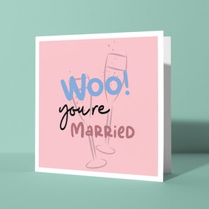 Juhu! You're Married - Grußkarte Hochzeit | Niedliche Glückwunschkarte für Sie oder Ihn für Paare Glückliches Paar Spaß Ehekarte