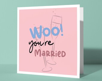 Woo! You're Married - Wedding Greetings Card | Cute Congratulations Card for Him or Her for Couples Happy Couple Fun Marriage Card