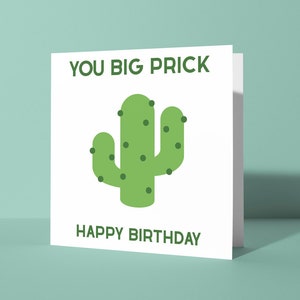 You Big Prick Glückwunschkarte zum Geburtstag | Offensive Lustige Schwören Rude Geburtstagskarte für Sie oder Ihn Kaktus Karte für Freund Kollege Kollege