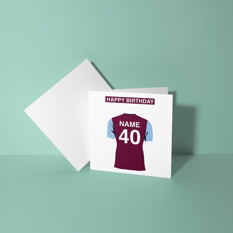 Aston Villa Themed Personalised Birthday Card Birthday Greeting Card for Him Her Friend Colleague Football Fan Supporter Villans Holte Ender