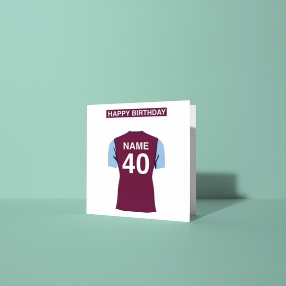 Aston Villa Themed Personalised Birthday Card Birthday Greeting Card for Him Her Friend Colleague Football Fan Supporter Villans Holte Ender