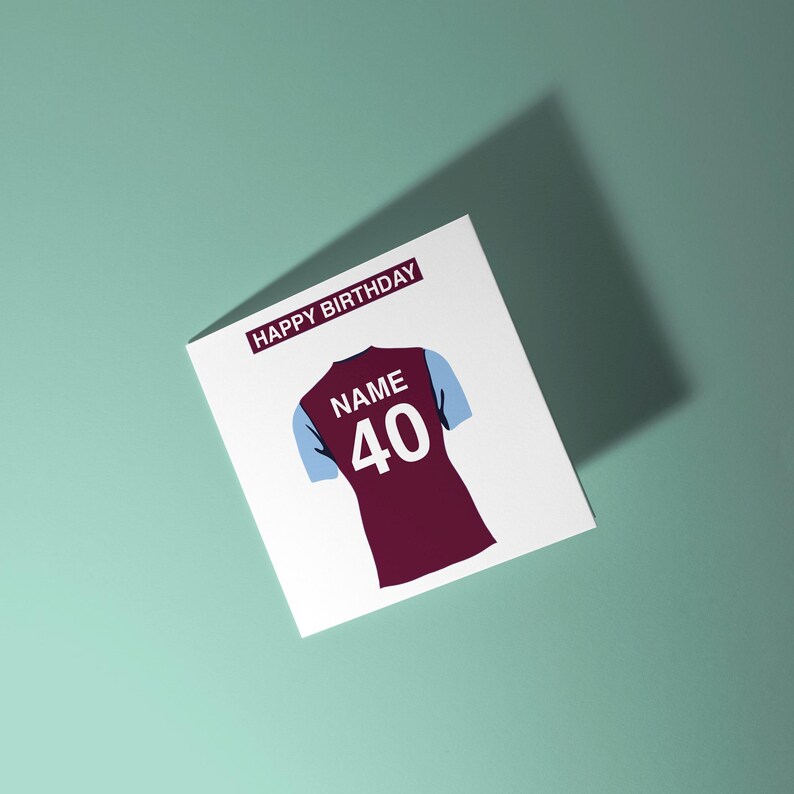 Aston Villa Themed Personalised Birthday Card Birthday Greeting Card for Him Her Friend Colleague Football Fan Supporter Villans Holte Ender