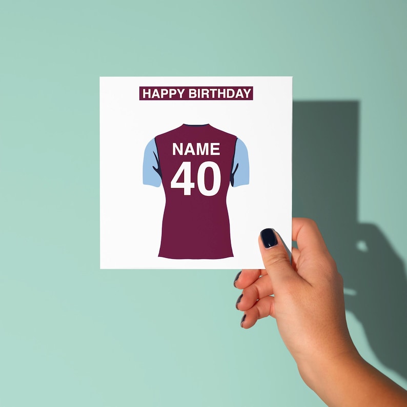 Aston Villa Themed Personalised Birthday Card Birthday Greeting Card for Him Her Friend Colleague Football Fan Supporter Villans Holte Ender