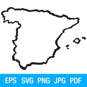 スペイン V2、地図、カルテ、Svg、Png、Eps、Pdf、Jpeg、デジタル ダウンロード、Cricut、印刷