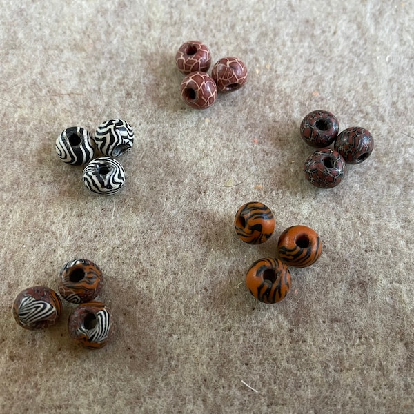 Polymer Clay 8MM Round Animal Print Beads