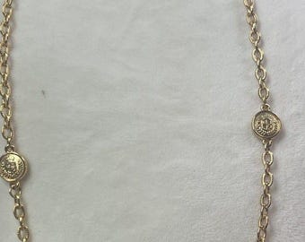 Vintage? signed LC hang tag LIZ CLAIBORNE 28&quot;  long gold tone Necklace