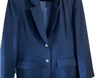 VTG Pendleton Women's Size 8 100% Virgin Wool Navy Blue Blazer Jacket USA Made