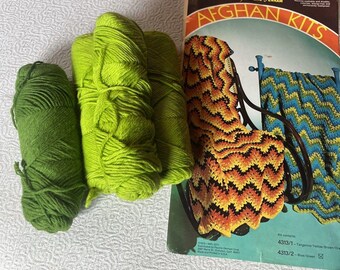 Vintage 1972 PAULINE DENHAM Ripple Afghan with instructions 4 Skeins Yarn