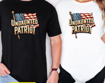 Undaunted Patriot Military Stencil T-Shirt: USA Flag Tee