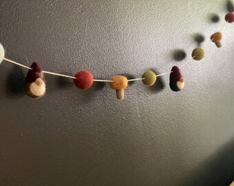 Gnome and Mushroom Garland - home decor, nursery, wall decor, boho, woodland