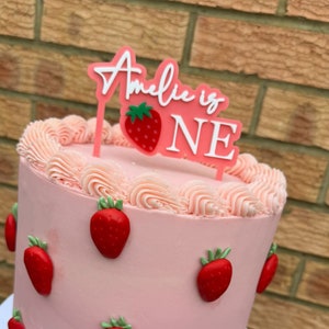 Birthday Cake Topper Personalised Birthday Cake Topper, Acrylic Cake Topper 1st Birthday Topper Double Layer Acrylic Cake Topper Strawberry