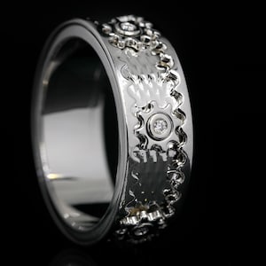 Diamond Gear Ring Etsy UK