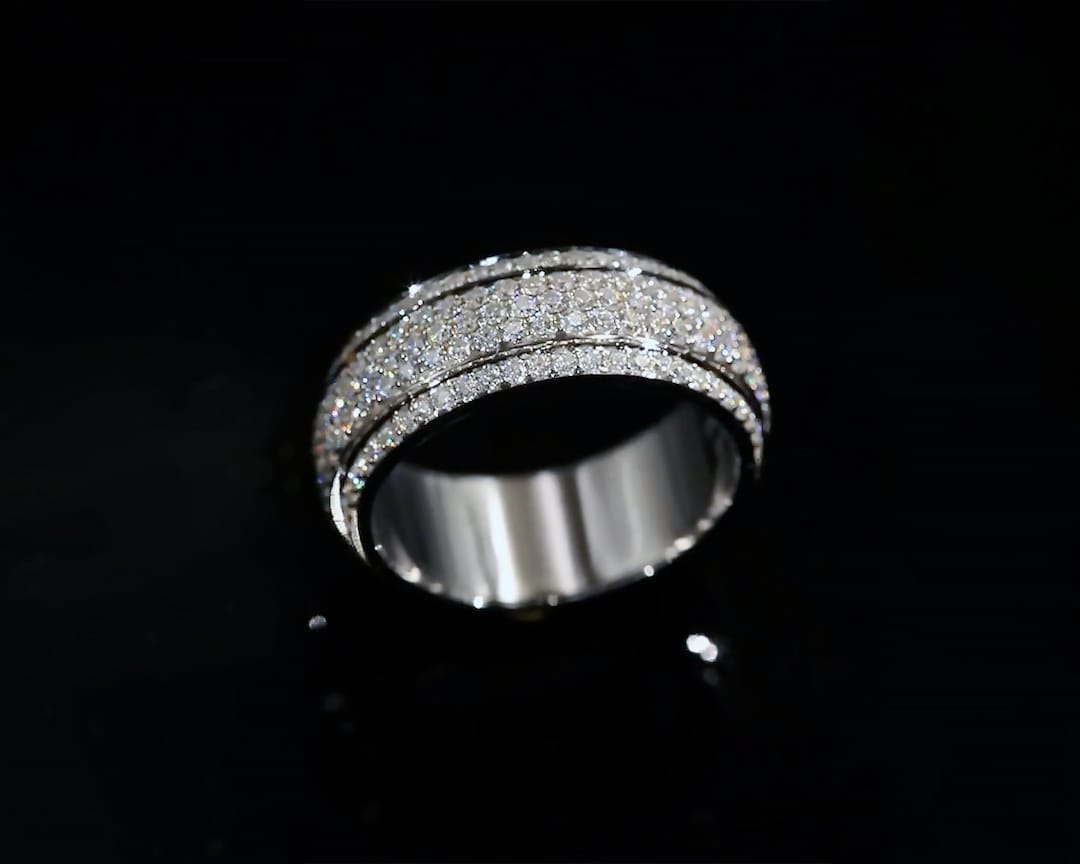 Iced Out Moissanite diamond Spinner Ring Cubic Zirconia Fidget Ring for Men Women 925 Sterling Silver Calming Stone Meditation Ring Etsy UK