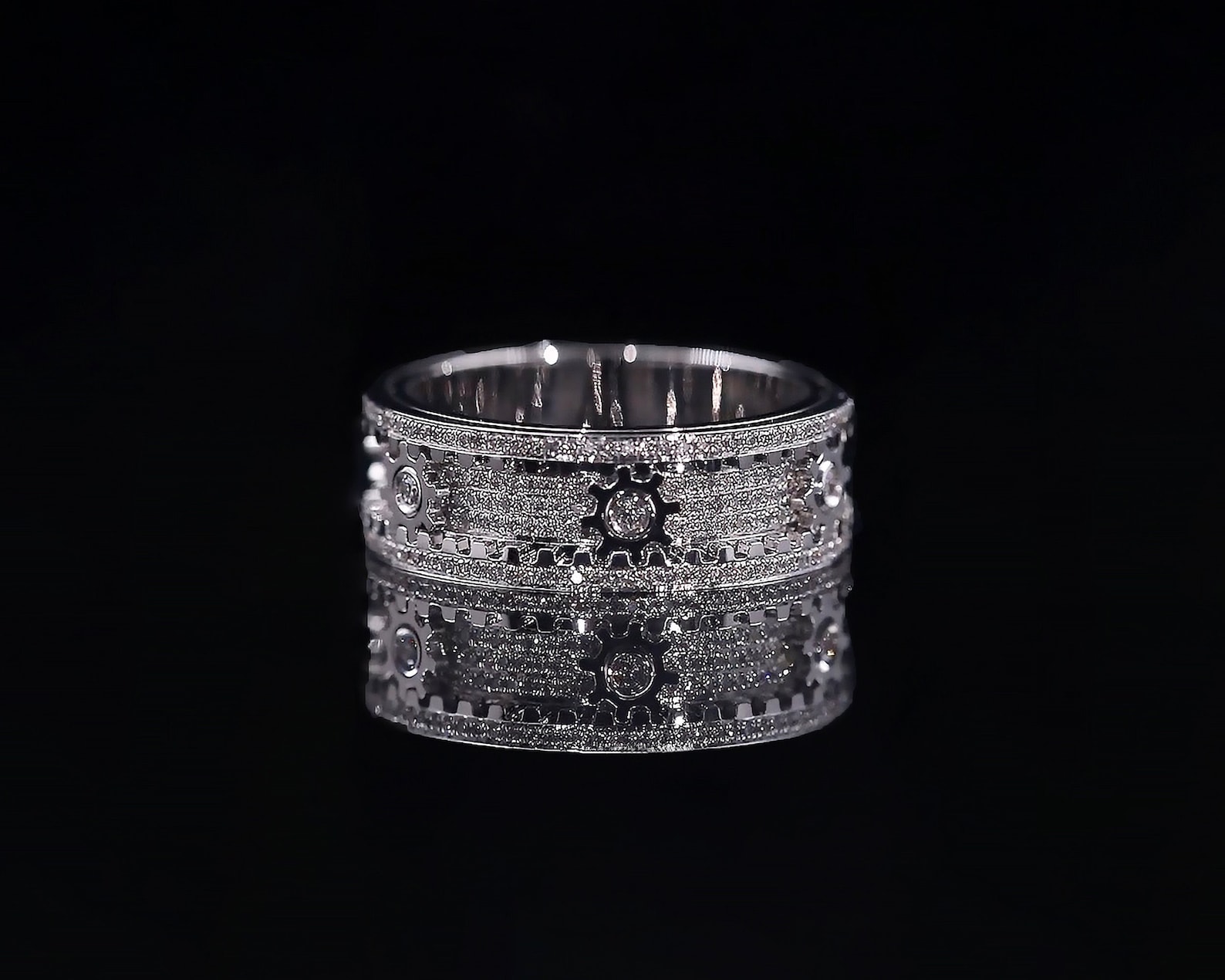 Moissanite Cogwheel Fidget Ring in Titanium/sterling Silver - Etsy