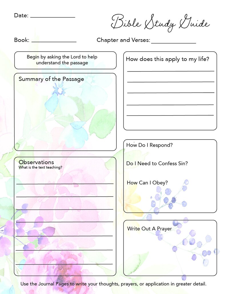 Easy to Use Printable Bible Study Tool Etsy