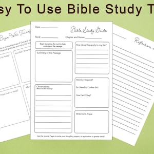 Printable - Easy To Use - Bible Study Sheets