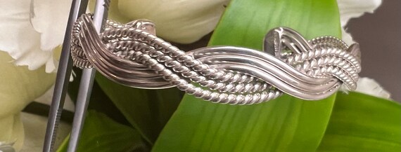 Sterling Silver,Braided Cuff, Mexico Vintage, Ste… - image 2