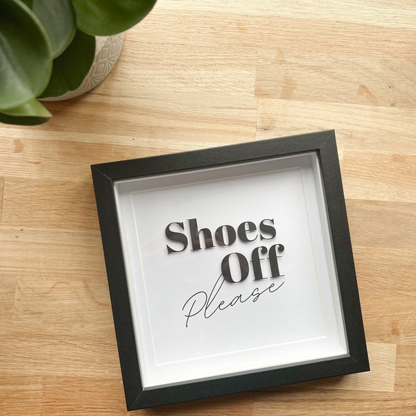 Shoes Off Please Print • Framed 3D Wall Art • Welcome Sign Print • Hallway Entrance Sign • Handmade Print • Shoes Off Sign • No Shoes Print