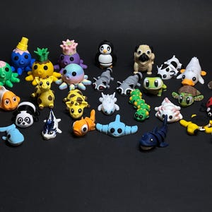 Minitiere - Baby-Tiere - Wigglitz - gelenkige kleine Tiere - 3D gedrucktes Fidget Spielzeug - Mini Anmials - Schlüsselanhänger - Flexi