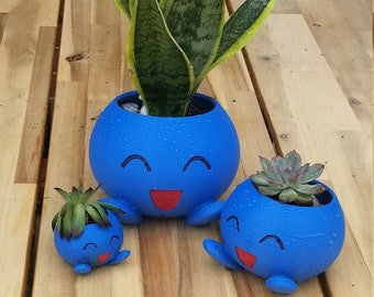 Pokemon Oddish Planters/ nostalgia planter/ snake plant/ happy face/