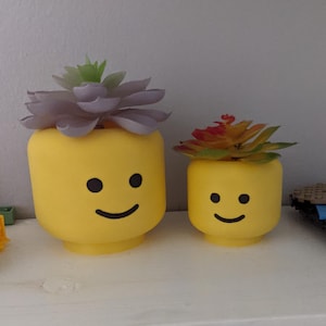 Lego Head inspired planter / pencil holder - kids desk decoration, nostalgic look and feel of the original Lego guy. image 3