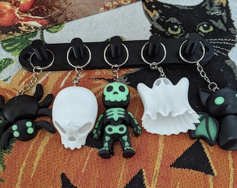 Spooky Halloween Keychains, Glow in the Dark