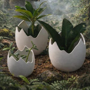 Dinosaur Egg Planter: Modern Jurassic Garden Decor, Dino Nursery Decor, Cute Prehistoric Plant Holder