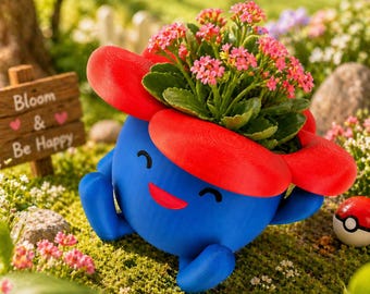 Pokemon VilePlume Planter/ nostalgia planter/ snake plant/ happy face/ odish/ pokemon/ gamer/ gaming fan