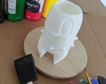 DIY Paintable Pokemon Chikorita Planters/ nostalgia planter/ snake plant/ happy face/ Kids Crafts/ projects/ do it yourself